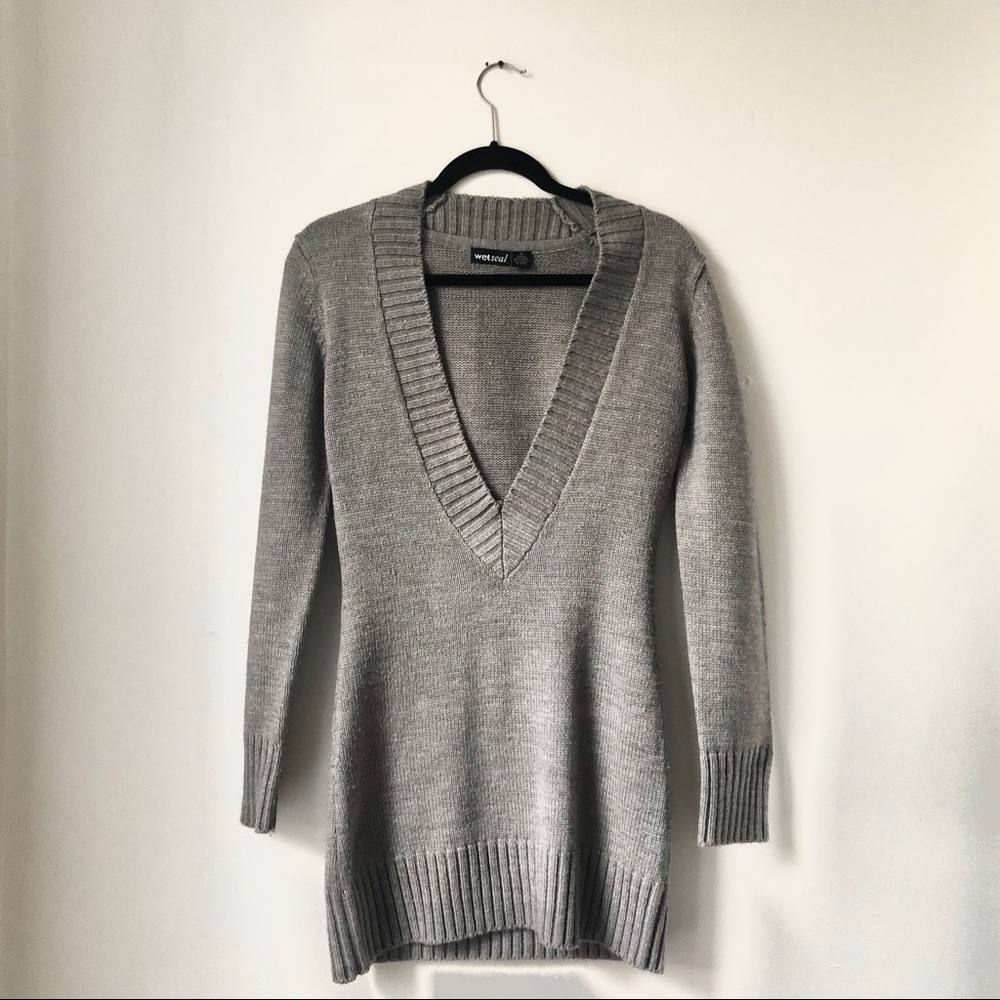 Wetseal Plunge-neck Sweater Dress